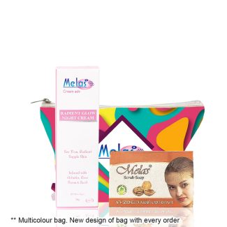 Melas Perfect Skincare Combo (Night cream + Scrub Soap) in a bag